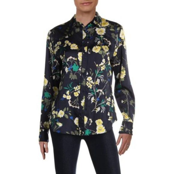 Lauren Ralph Fanella Floral Collar Button-Down Top - Picture 1 of 6